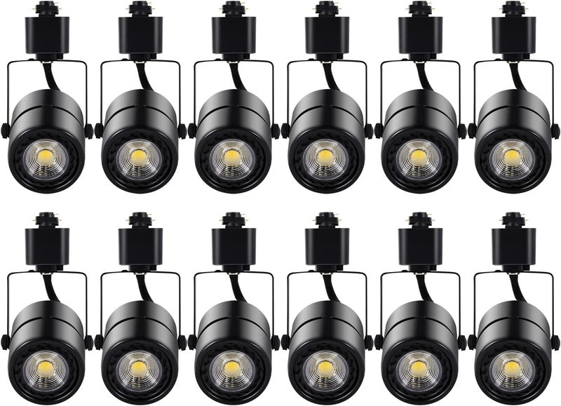 STEAIRE 10W H Track Lighting Heads,3000K Warm White Dimmable Bright LED Track Lighting Fixtures for Accent Retail Kitchen Artwork,120V Linear Track Light H Type-CRI90+ 24° - 12 Pack (Black) - Image 1